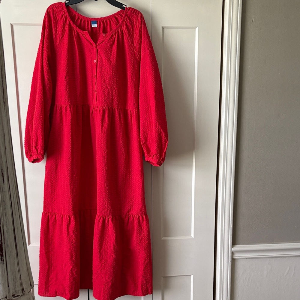 Old Navy Bright Red Tiered Maxi Dress